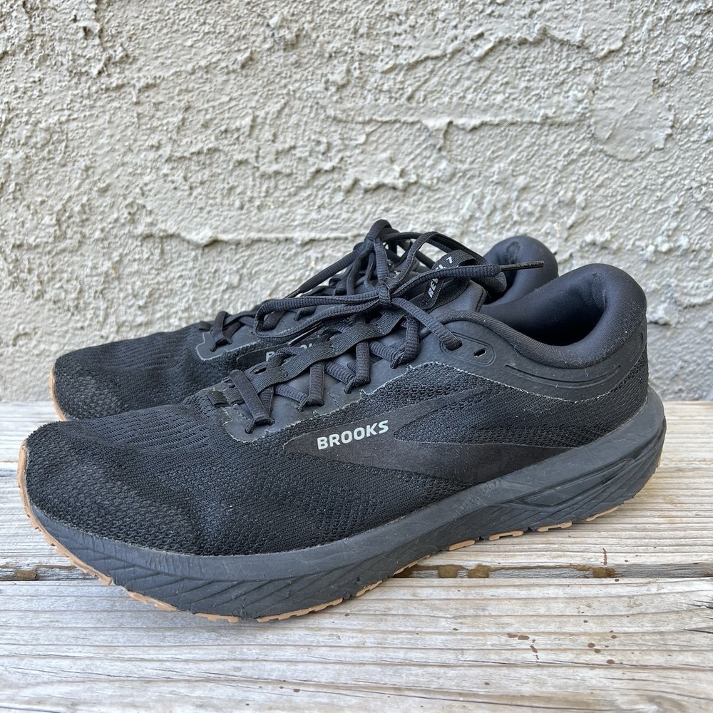 Brooks Shoes Men Size 12.5 Revel 7 Athletic Running Sneakers Black Gum Low Top - Picture 4 of 14